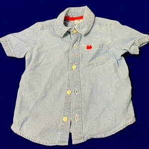 18mo; button up shirt with collar; blue and red
